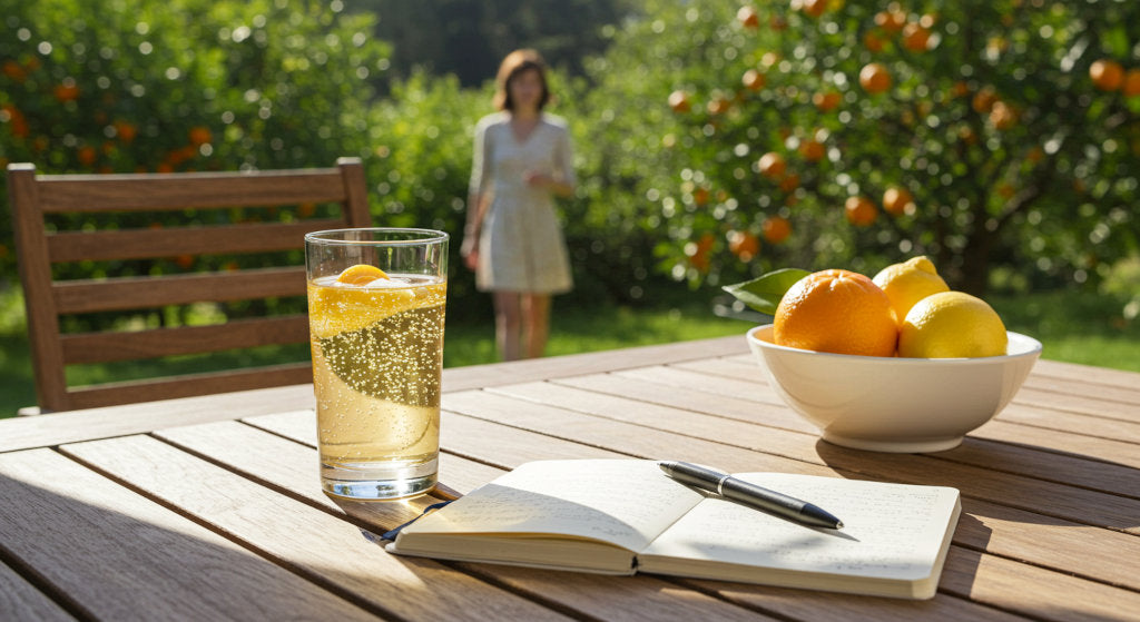 Citrus Grove diffuser oil infuses your environment with zesty lemon, vibrant orange, and crisp bergamot for a clean, sun-warmed home scent.