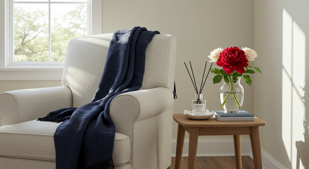 Perfect for showcasing seasonal diffuser oils, room scent layering, and elegant home fragrance styling.