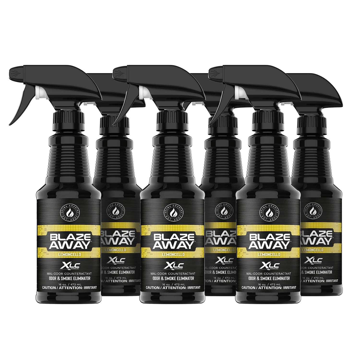 Blaze Away Lemoncello six pack 16 oz smoke odor neutralizer, citrus-powered odor control set for removing smoke, pet, and kitchen odors with a bright clean scent