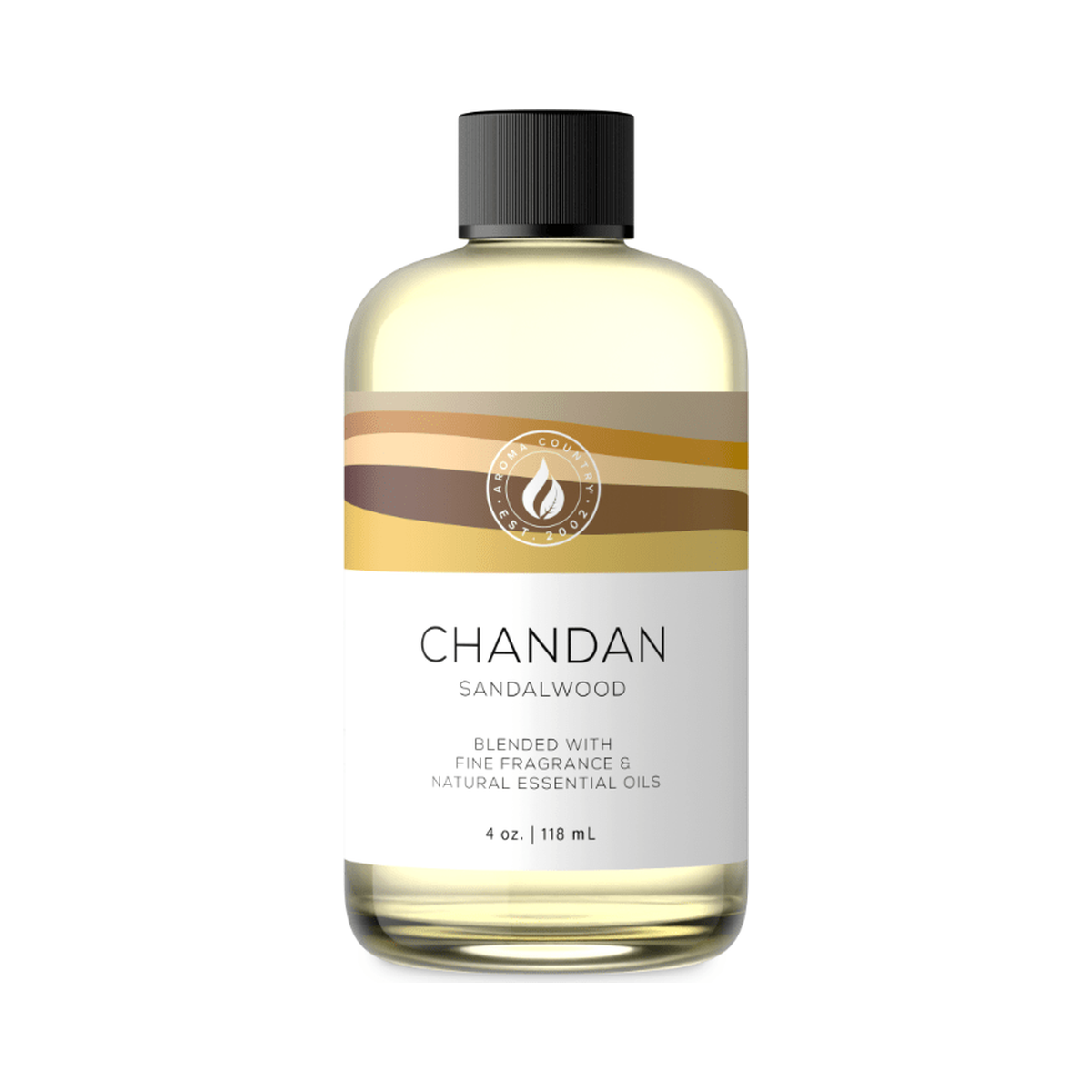 Aroma Country Chandan Sandalwood diffuser oil, 4 oz bottle. Warm sandalwood.