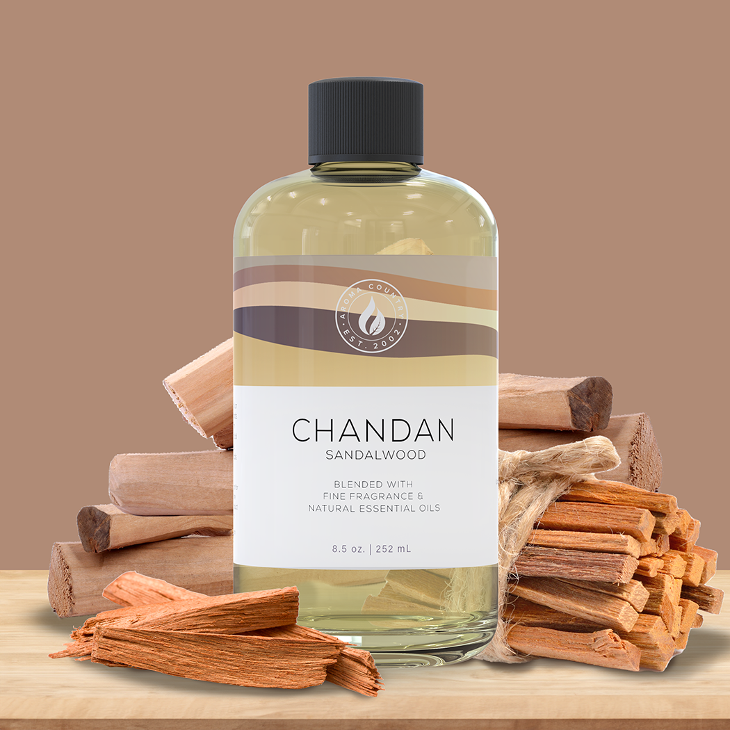 8.5 ounce bottle of Chandan diffuser oil.