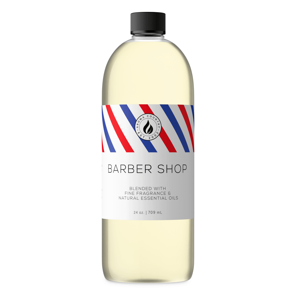 Aroma Country Barber Shop diffuser oil, 24 oz (709 mL) bottle with a black cap on a white background