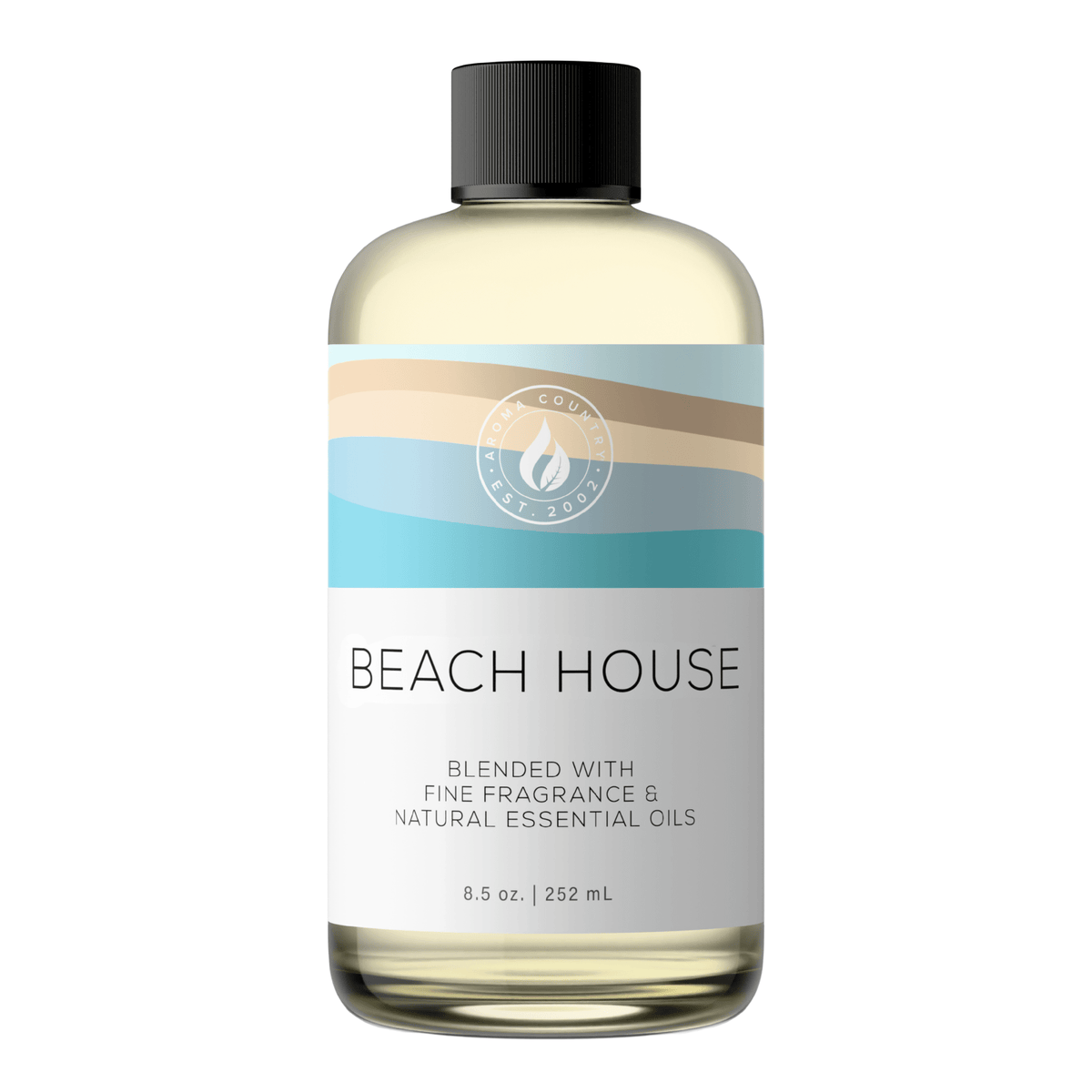 Aroma Country Beach House diffuser oil, 8.5 oz (252 mL) bottle with a black cap on a white background