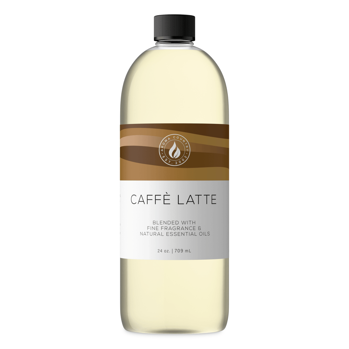 Aroma Country Caffè Latte diffuser oil, 24 oz (709 mL) bottle with a black cap on a white background