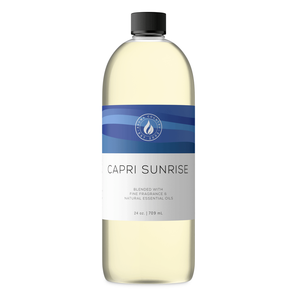 Aroma Country Capri Sunrise diffuser oil, 24 oz (709 mL) bottle with a black cap on a white background