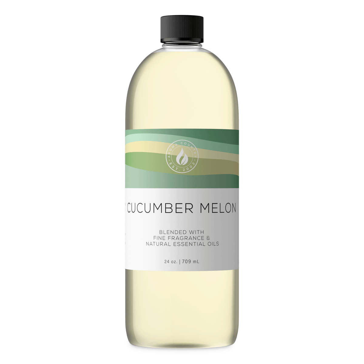 Aroma Country Cucumber Melon diffuser oil, 24 oz (709 mL) bottle with a black cap on a white background