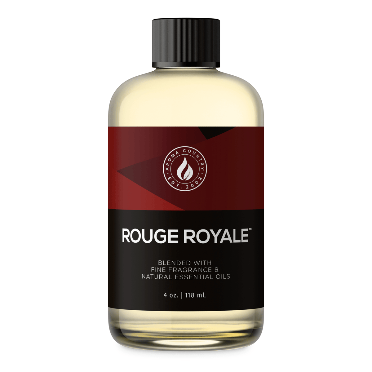 Aroma Country Rouge Royale diffuser oil, 4 oz (118 mL) bottle with a black cap on a white background