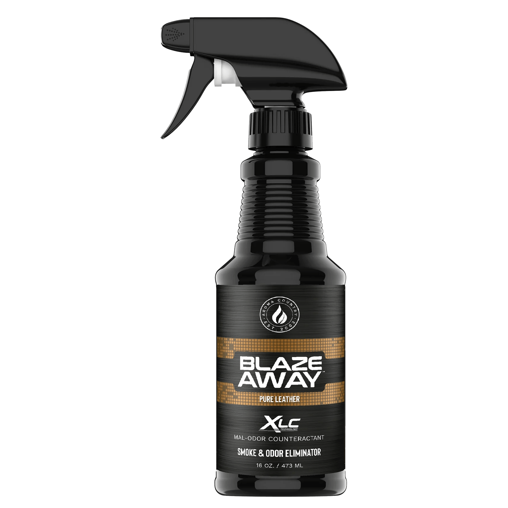 Blaze Away Legacy XLC Pure Leather 5 oz smoke odor neutralizer, compact odor eliminating spray with a deep leather scent designed to remove smoke and tough indoor odors