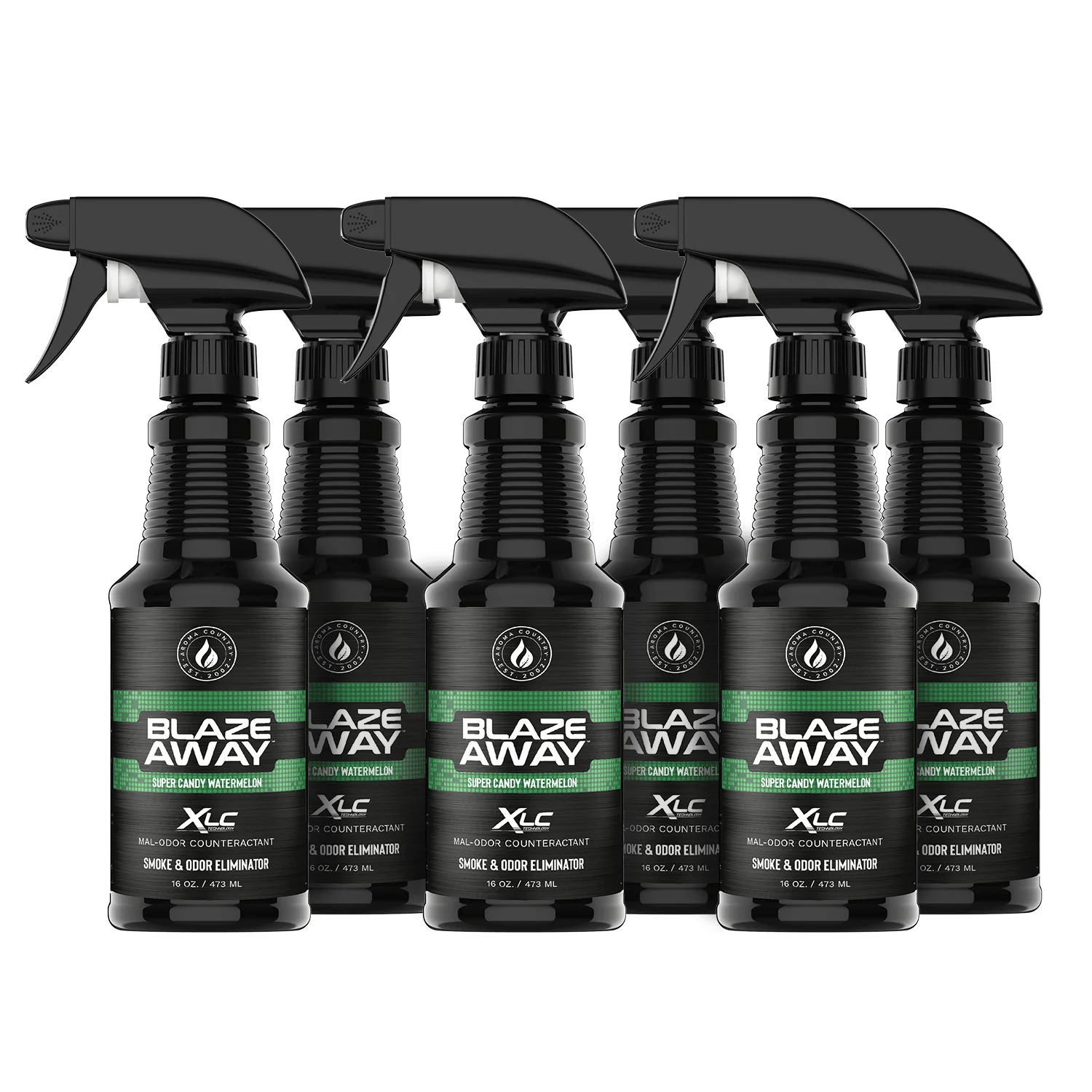 Blaze Away Legacy Super Candy Watermelon six pack 16 oz smoke odor neutralizer, sweet-scented odor control sprays designed to eliminate smoke and persistent indoor odors