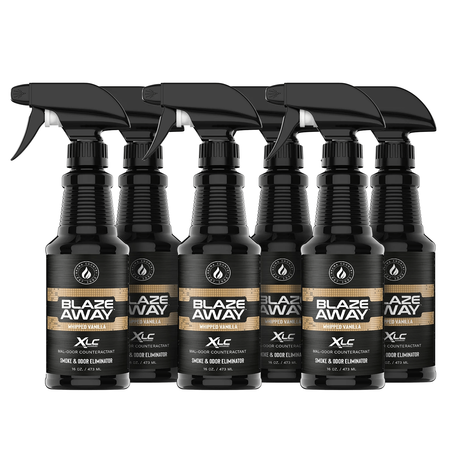 Blaze Away Legacy Whipped Vanilla six pack 16 oz smoke odor neutralizer, odor eliminating sprays with a soft vanilla scent for refreshing indoor spaces and removing stubborn smells