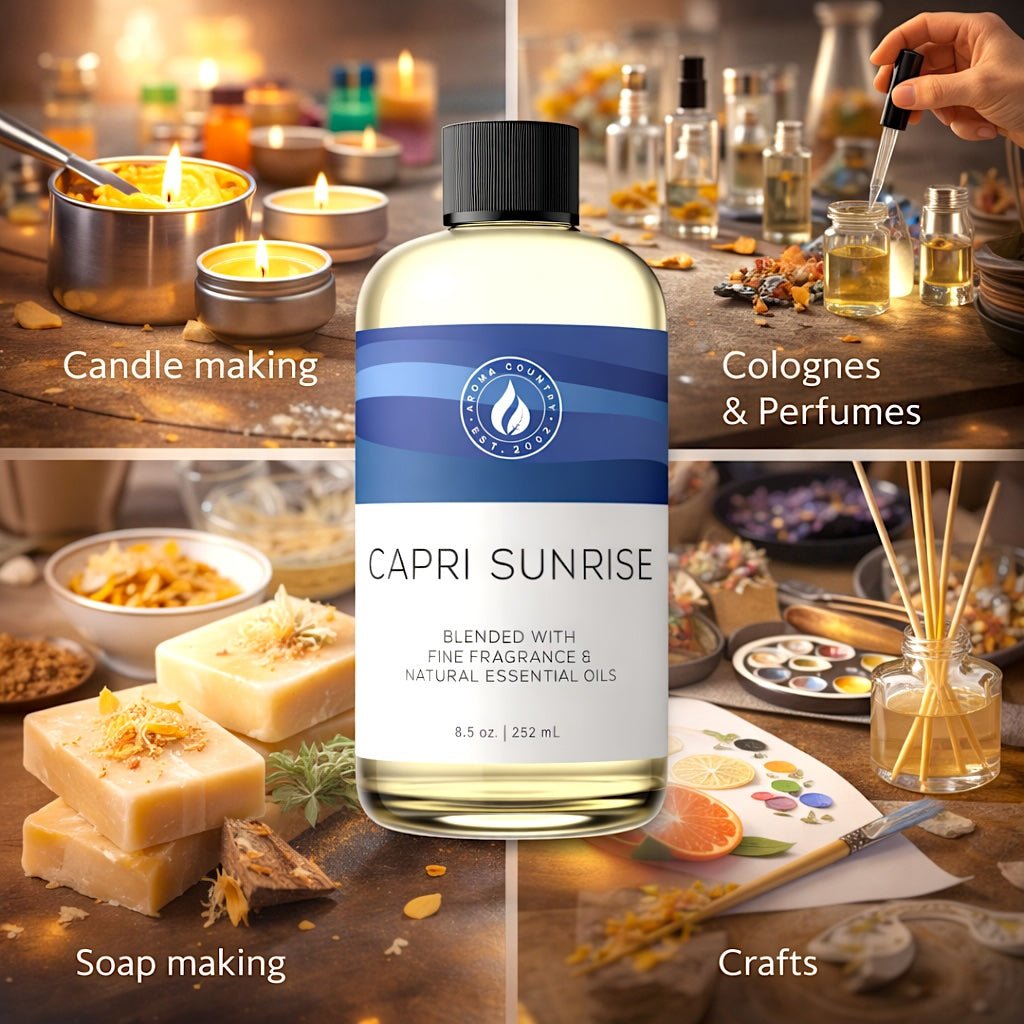 Capri Sunrise is a high quality fragrance oil used for candle making, soaps, perfumes, and crafts, offering a premium fragrance oil profile that performs cleanly across multiple scent formats.