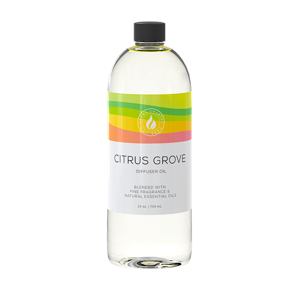 Bright and zesty Citrus Grove diffuser oil blended with natural essential oils for a fresh and energizing home scent experience.