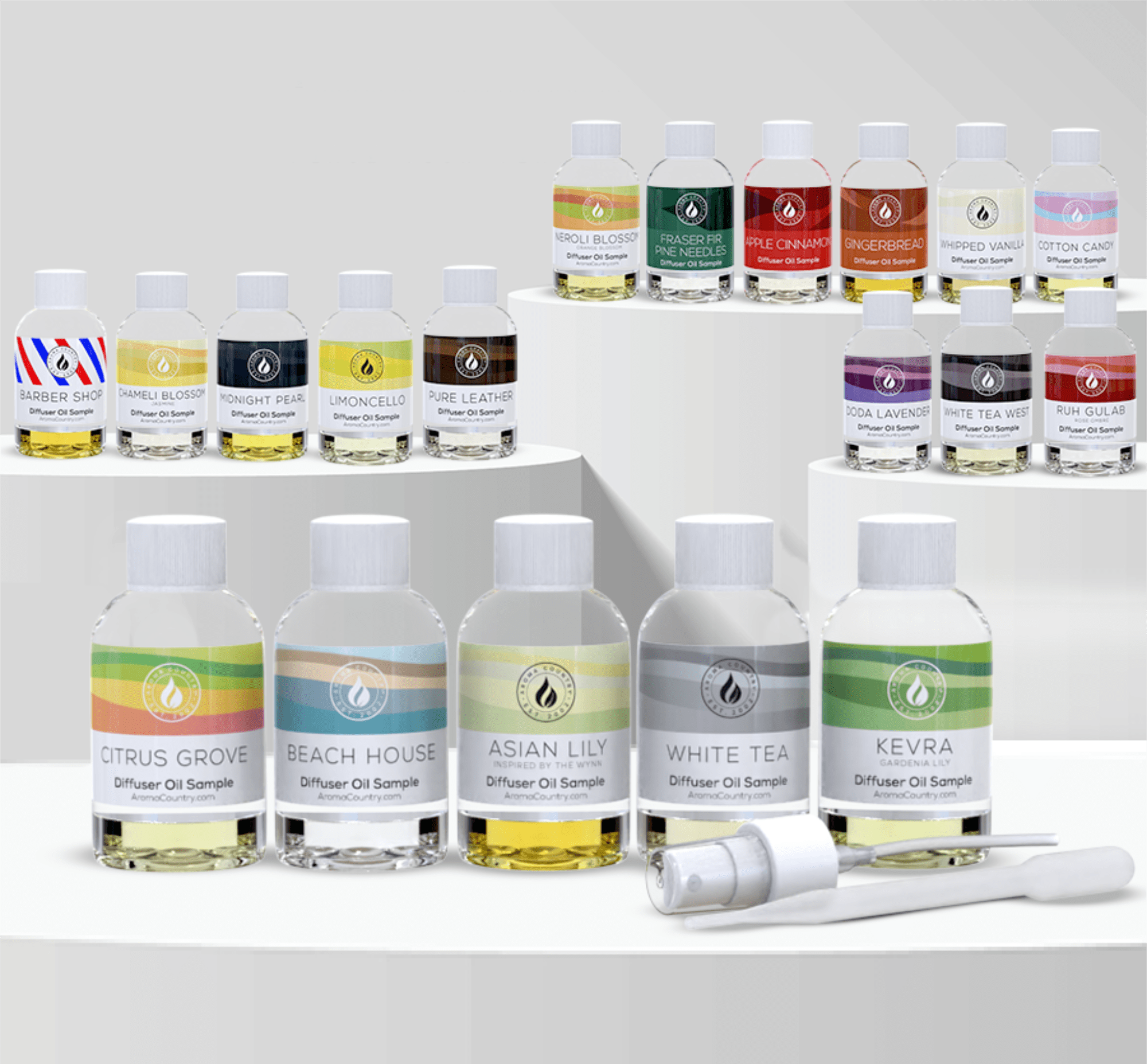 Aroma Country design your own sample pack, customizable fragrance set offering a selection of fine diffuser oils for personalized home scenting experiences