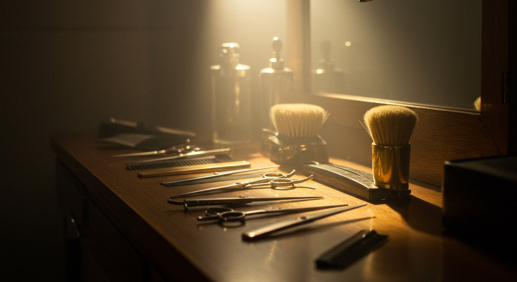 Barber Shop fragrance diffuser oil layers bergamot, lemon peel, vetiver, musk, and cedarwood for an elegant, nostalgic scenting experience in home or office.