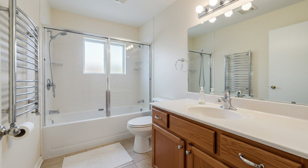 This photo shows a clean bathroom atmosphere achieved through regular use of odor-removing spray.