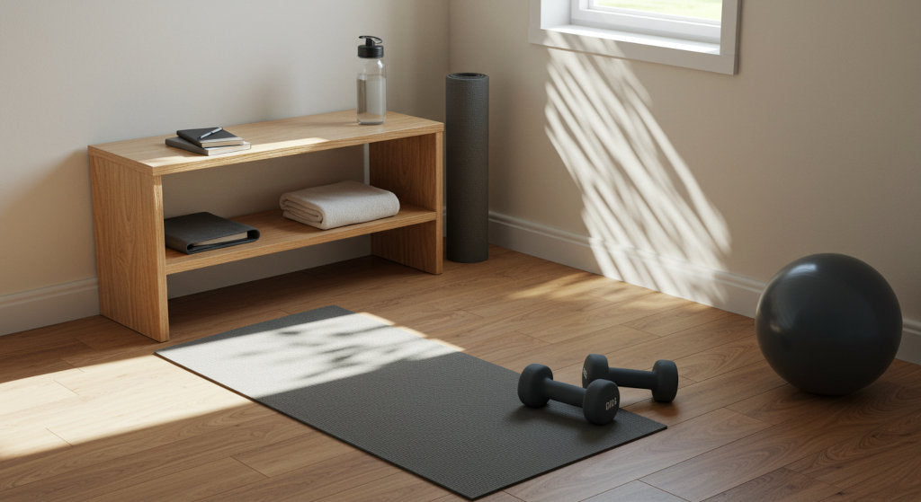 Compact home gym styled with energizing fragrance oils and cold air diffusion, supporting workouts with freshness, focus, and motivating clarity.