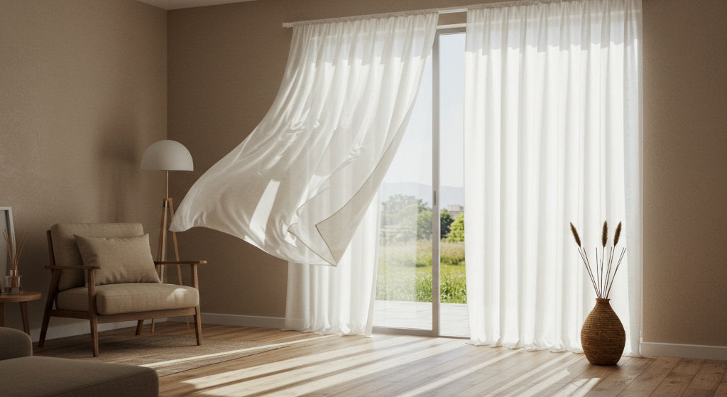 This refined living room scene reflects how cold air diffusion benefits from open windows and natural scent flow. 