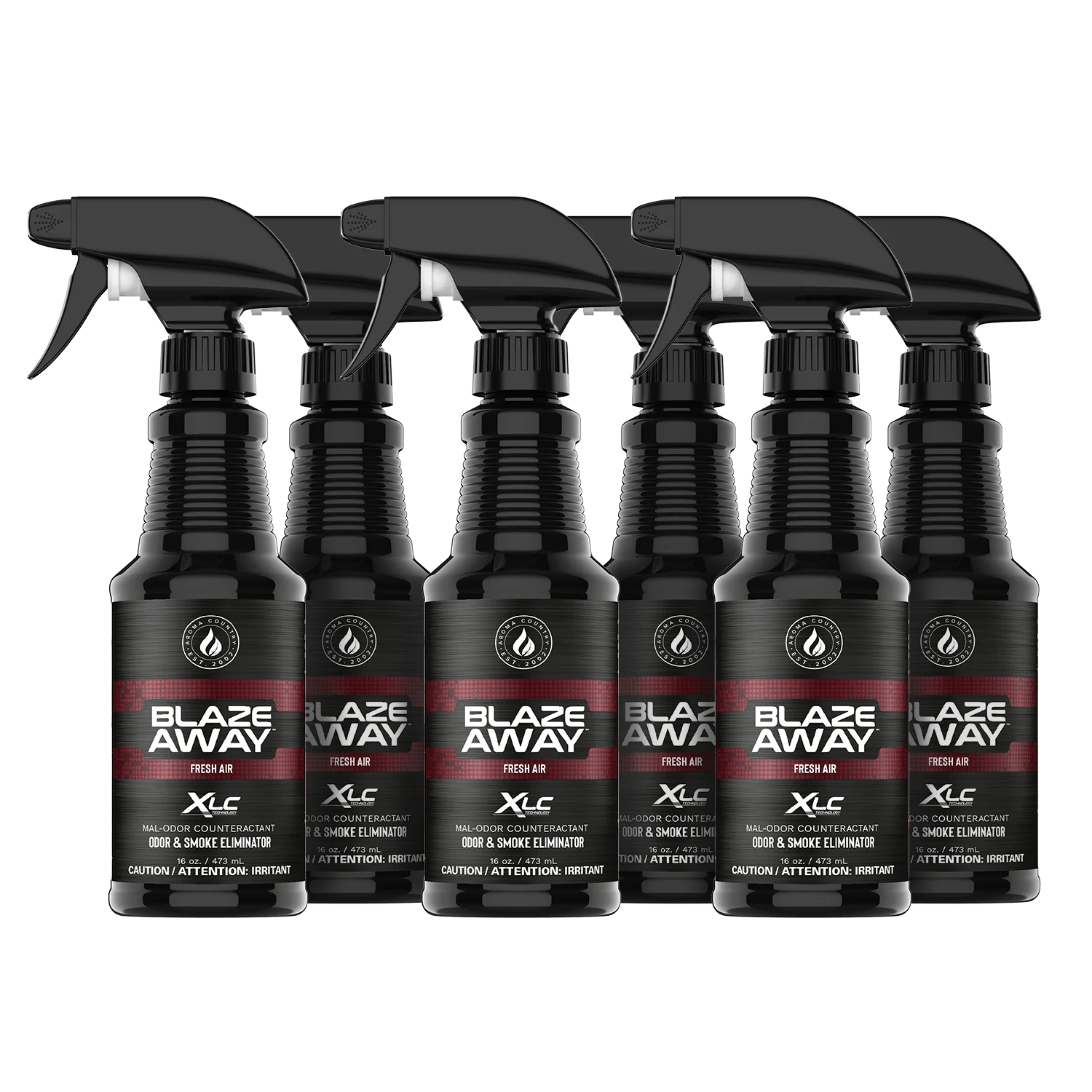 Blaze Away Fresh Air six pack 16 oz smoke odor neutralizer, high-capacity odor elimination set for removing smoke, pet, and household odors in large spaces