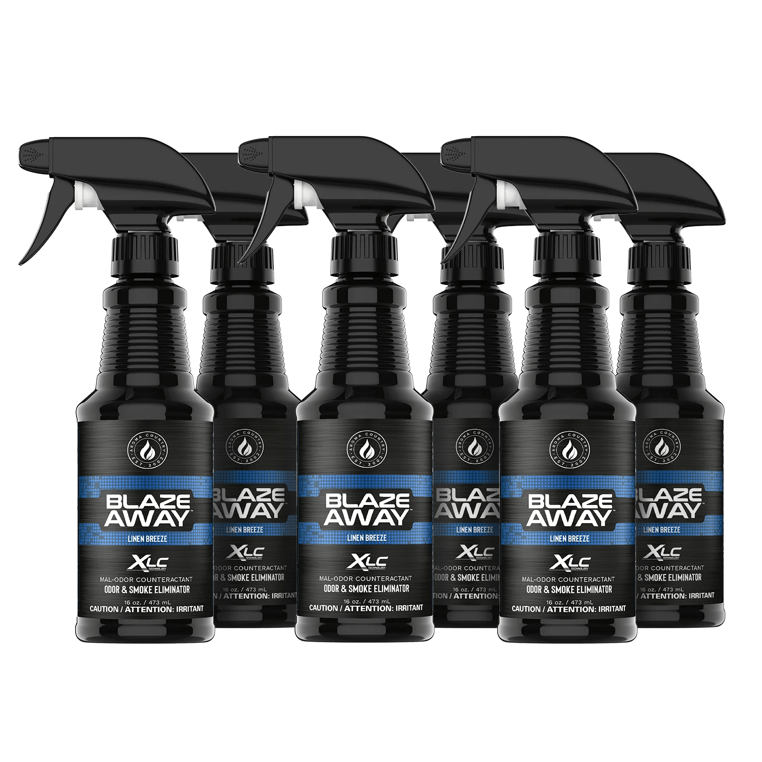 Blaze Away Linen Breeze six pack 16 oz smoke odor neutralizer, powerful room spray set for eliminating tough indoor odors with a fresh linen scent