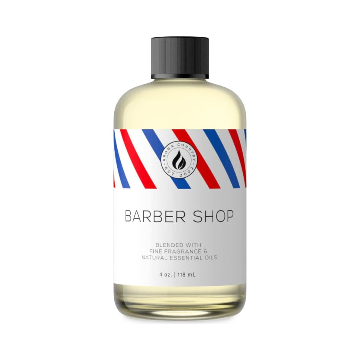 Aroma Country Barber Shop diffuser oil, 4 oz bottle. Clean shave, powder and spice.