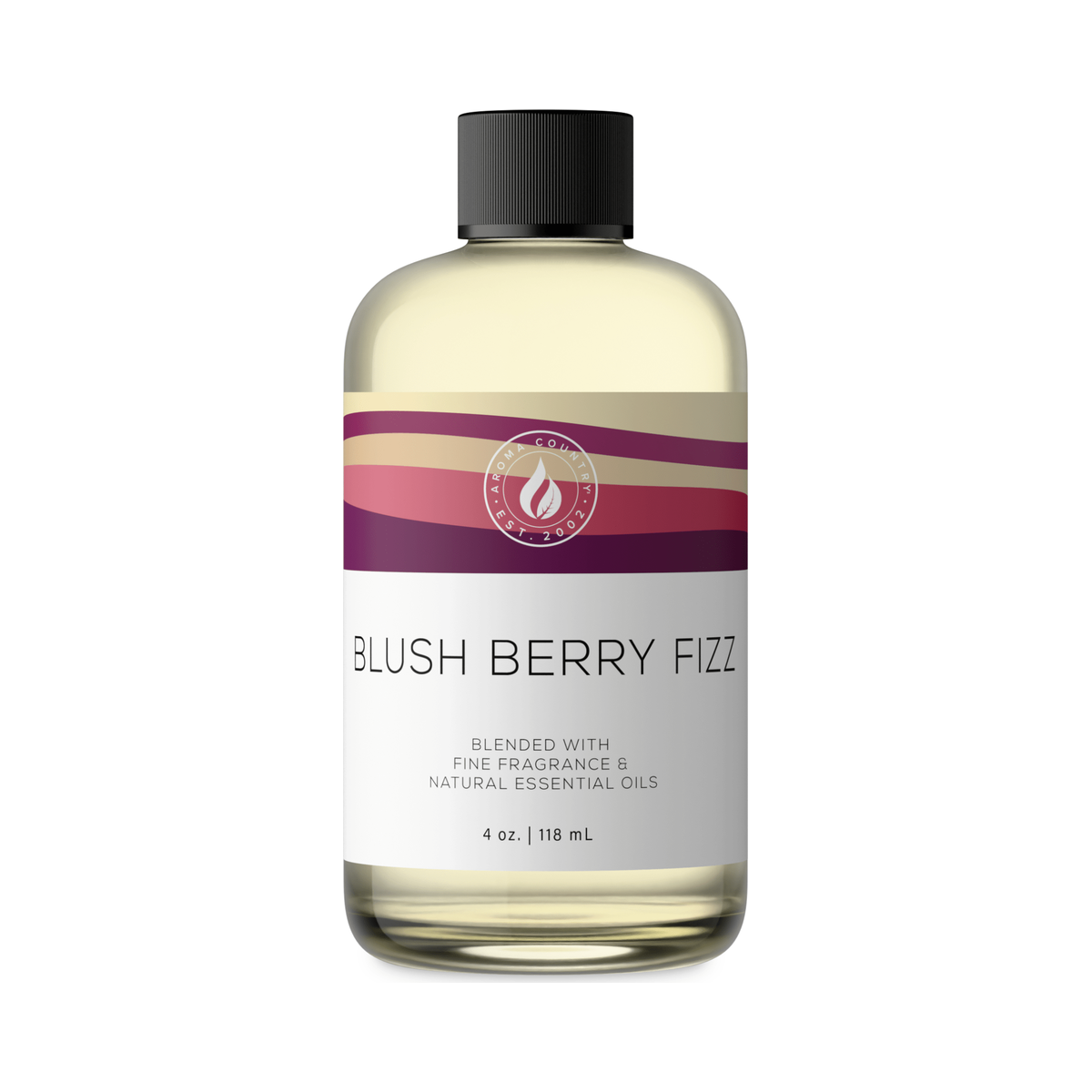 Aroma Country Blush Berry Fizz diffuser oil, 4 oz bottle. Berries over cold soda.
