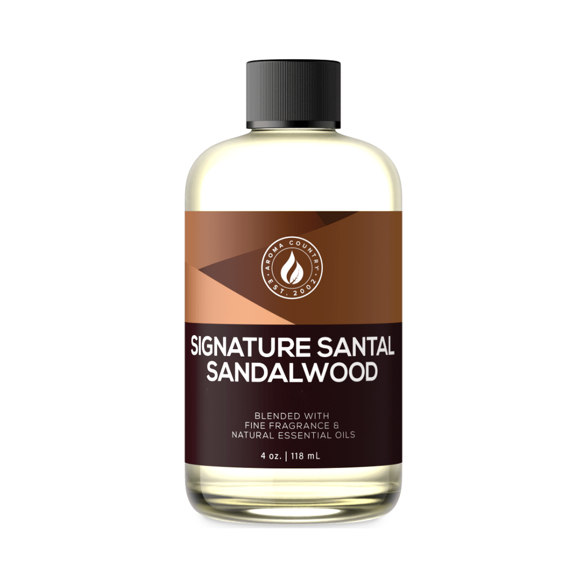 Aroma Country Signature Santal Sandalwood diffuser oil, 4 oz bottle. Dry santal and cedar.