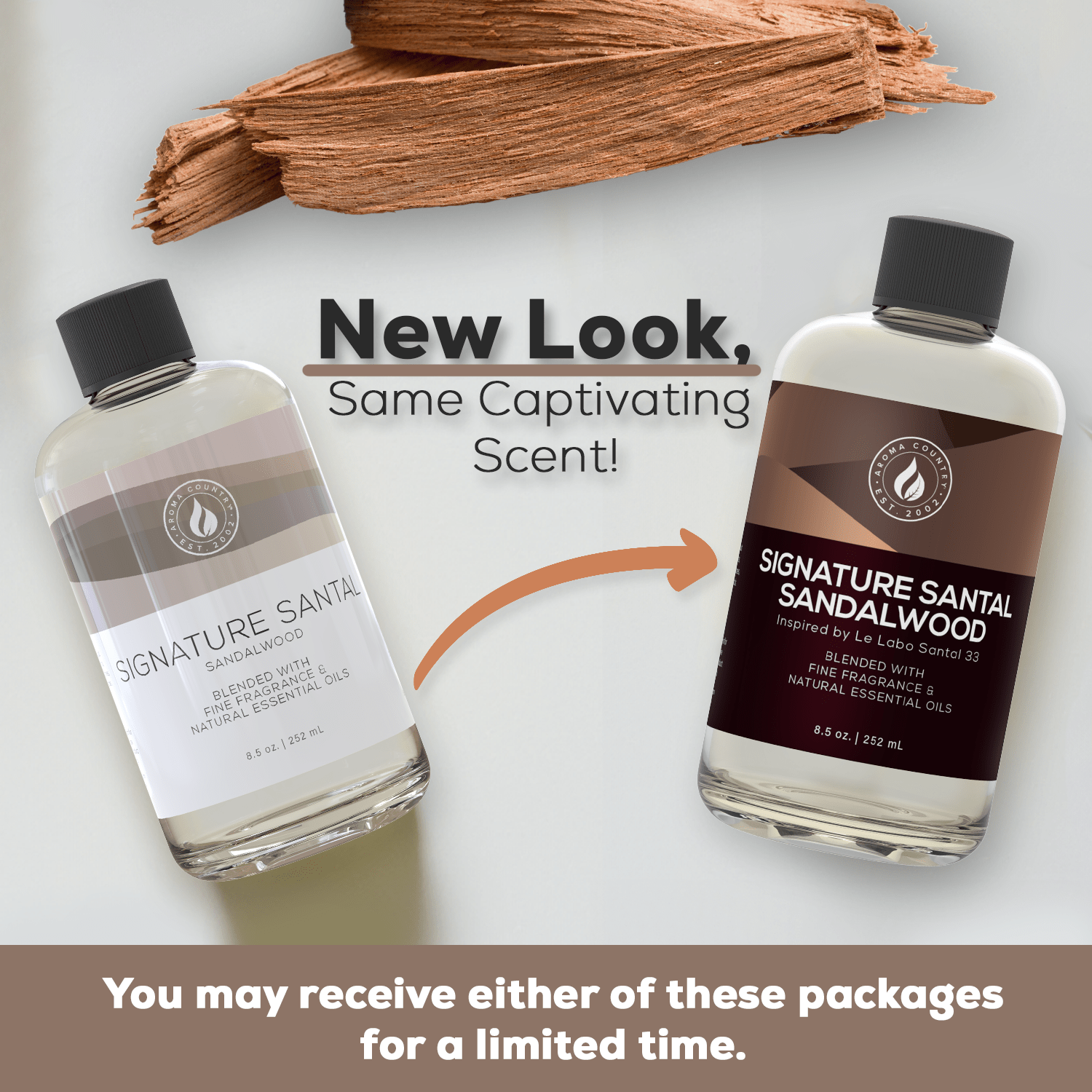 New look Signature Santal bottle label branding. Might receive either in a package.