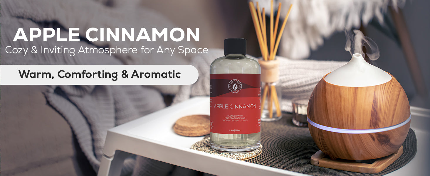 Apple Cinnamon: Cozy and inviting atmosphere for any space. Warm, comforting, aromatic.