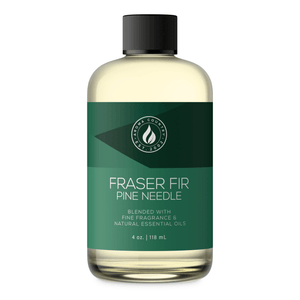 Aroma Country Fraser Fir Pine Needle diffuser oil, 4 oz (118 mL) bottle with a black cap on a white background