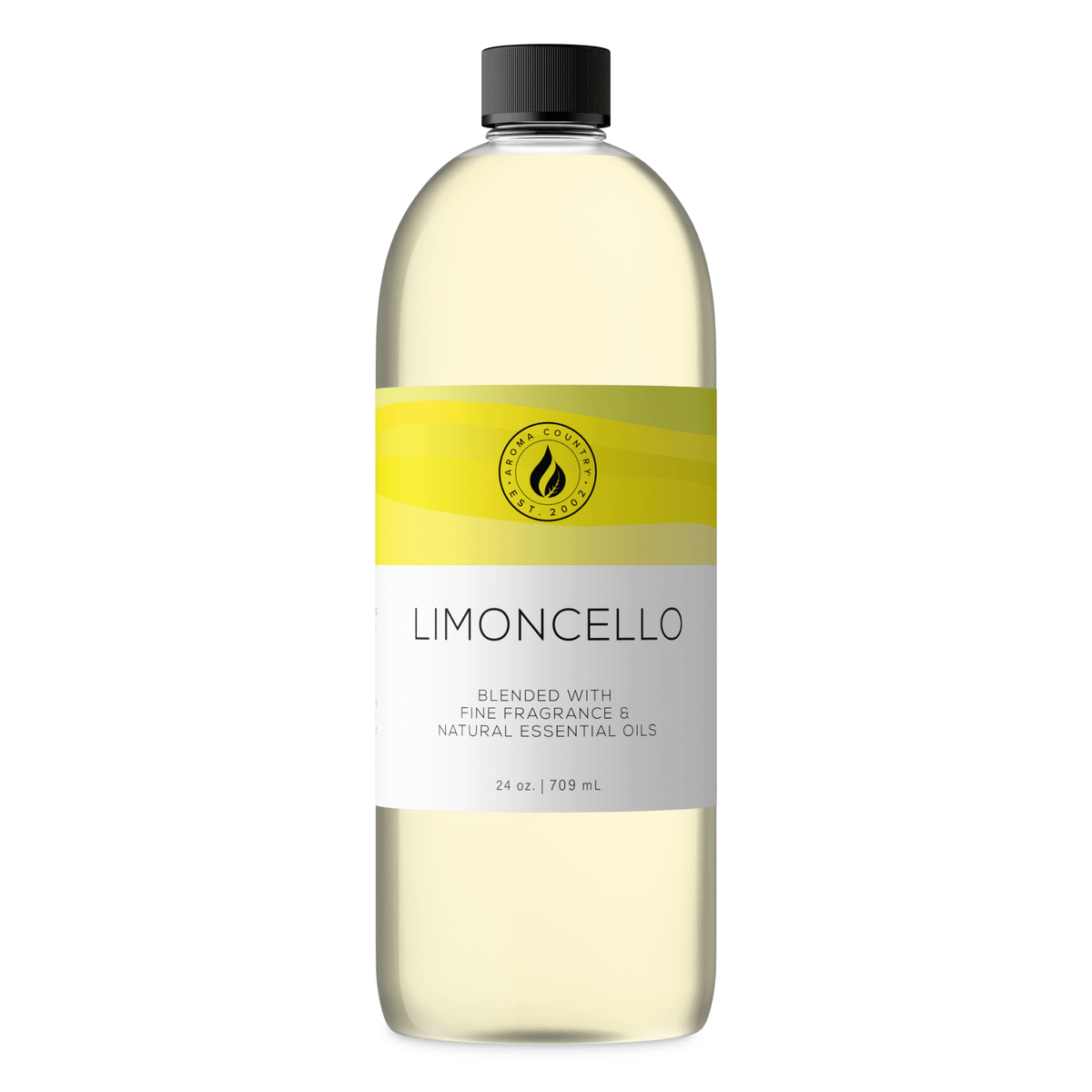 Aroma Country Limoncello diffuser oil, 24 oz (709 mL) bottle with a black cap on a white background