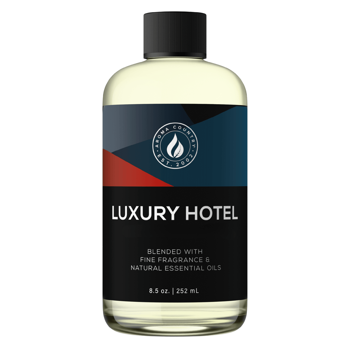 Aroma Country Luxury Hotel diffuser oil, 8.5 oz (252 mL) bottle with a black cap on a white background