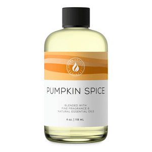 Aroma Country Pumpkin Spice diffuser oil, 4 oz (118 mL) bottle with a black cap on a white background
