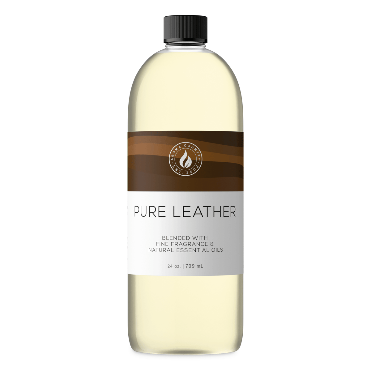 Aroma Country Pure Leather diffuser oil, 24 oz (709 mL) bottle with a black cap on a white background