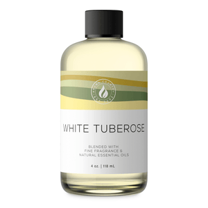 Aroma Country White Tuberose diffuser oil, 4 oz (118 mL) bottle with a black cap on a white background