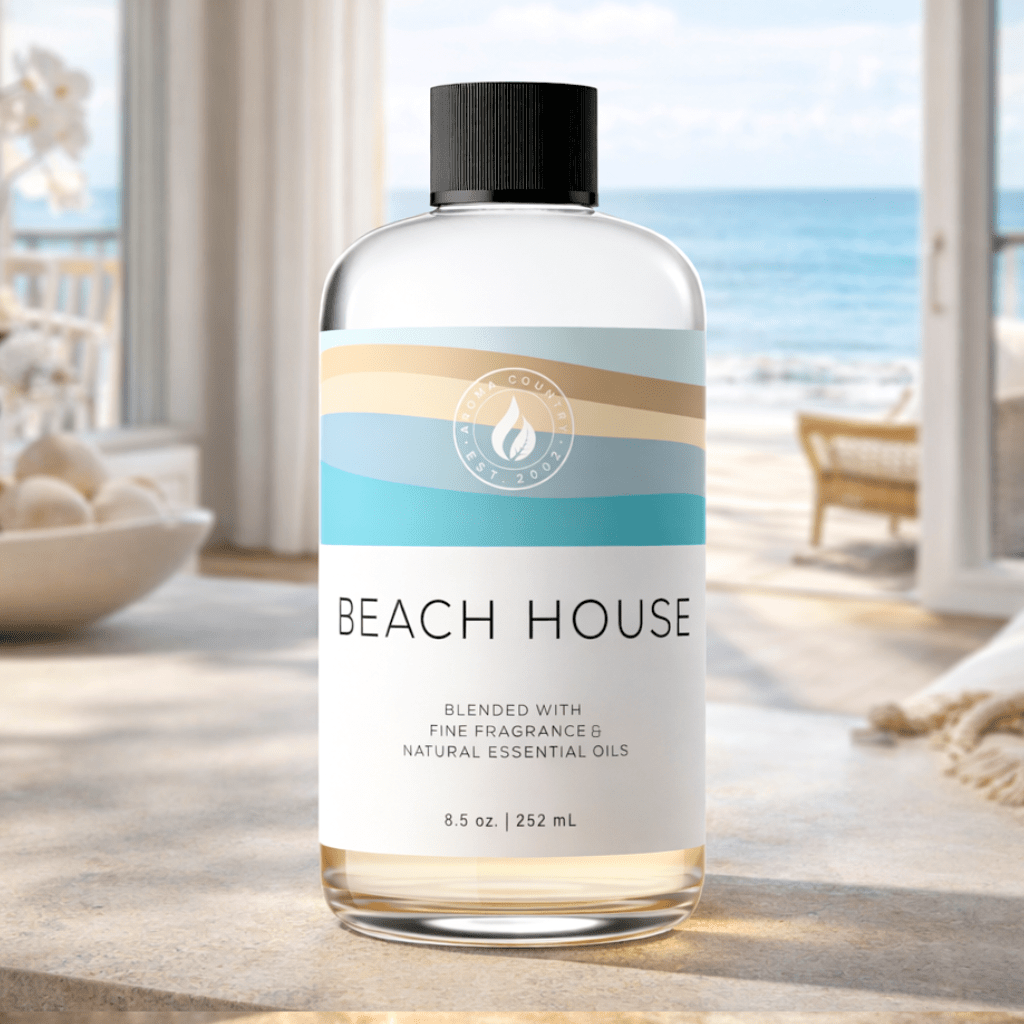 Beach House room scent inspired by ocean breeze clean air and sunlit coastal interiors delivering a fresh open and calming environment