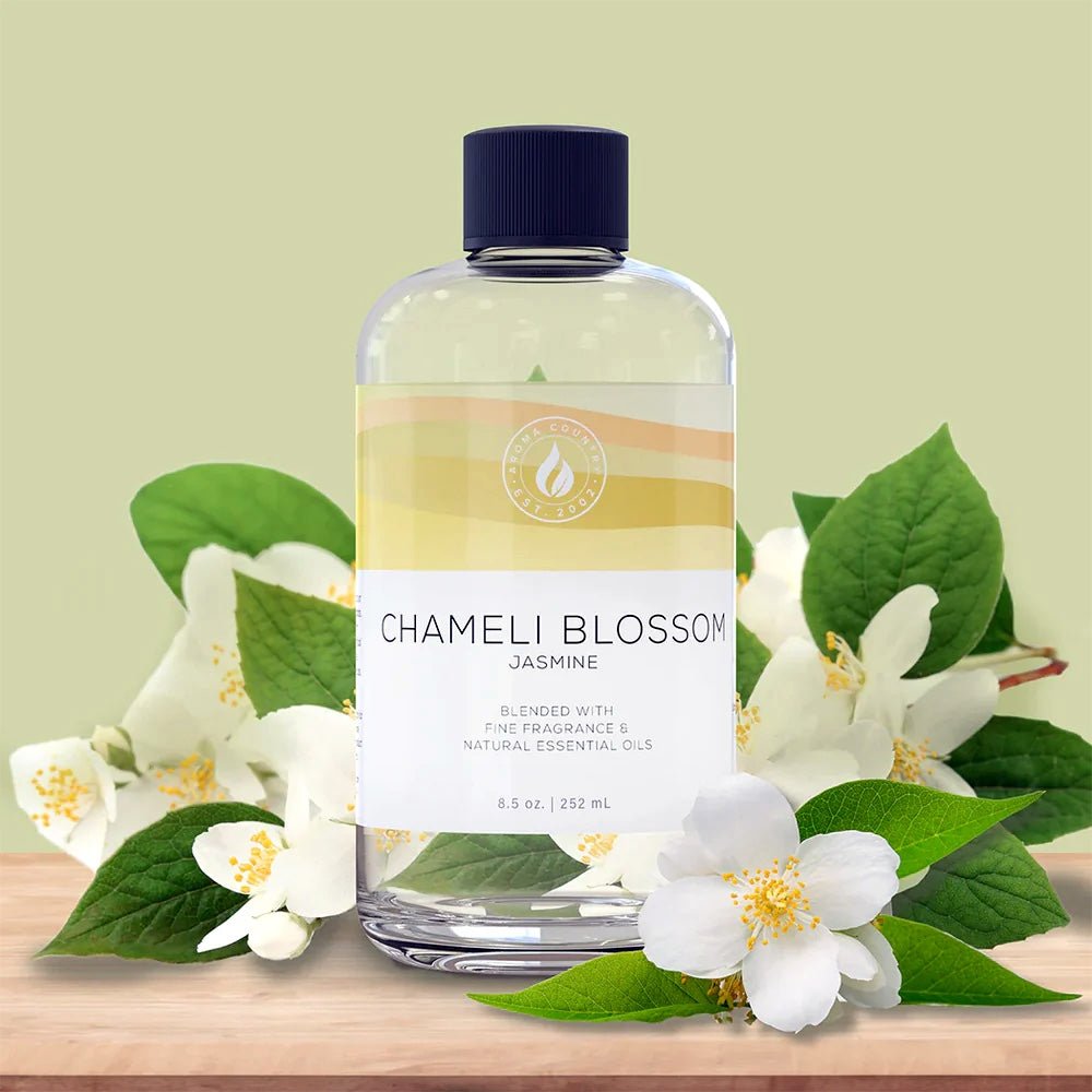 Aroma Country Chameli Blossom Jasmine 8.5 oz fragrance oil, elegant floral blend designed for luxury diffusers and refined home fragrance experiences