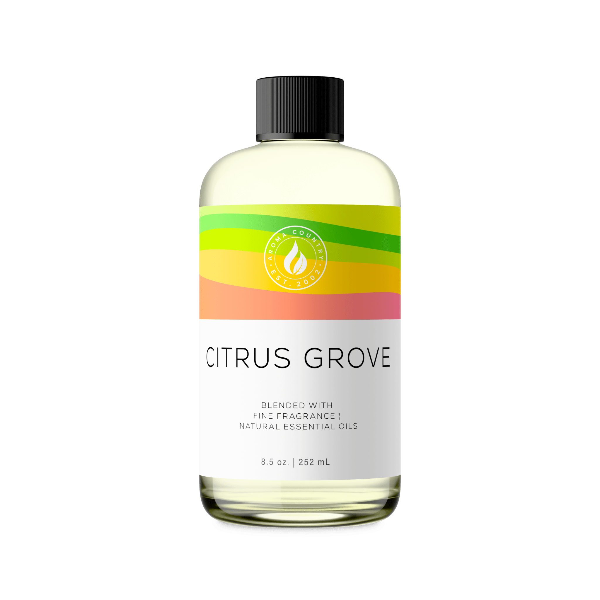 Citrus Grove long lasting room fragrance in 8.5 oz with a vibrant citrus aroma and crisp sunny scent for everyday home fragrance use