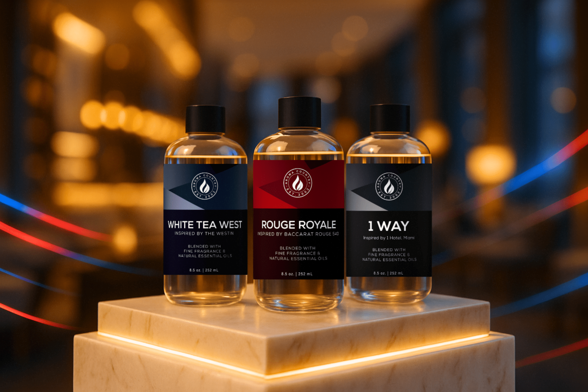 A Cyber Monday feature highlighting a luxury trio of signature hotel-inspired fragrances, blending serene ambiance, premium aroma design, and modern scent diffusion for home and commercial spaces.