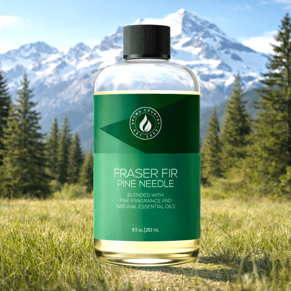 Fraser Fir Pine Needle best home fragrance oil with a bright alpine scent and natural pine aroma in a fresh outdoor setting