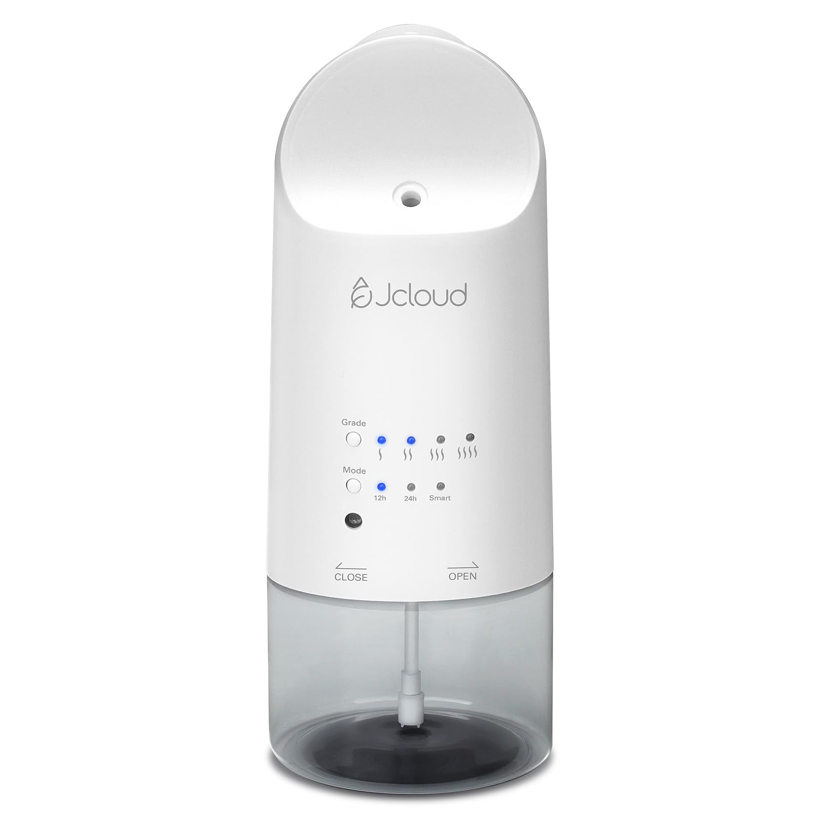 JCLOUD smart plug-in aroma diffuser in white featuring adjustable intensity grades, smart timer mode, and a refillable reservoir for continuous whole-home fragrance delivery