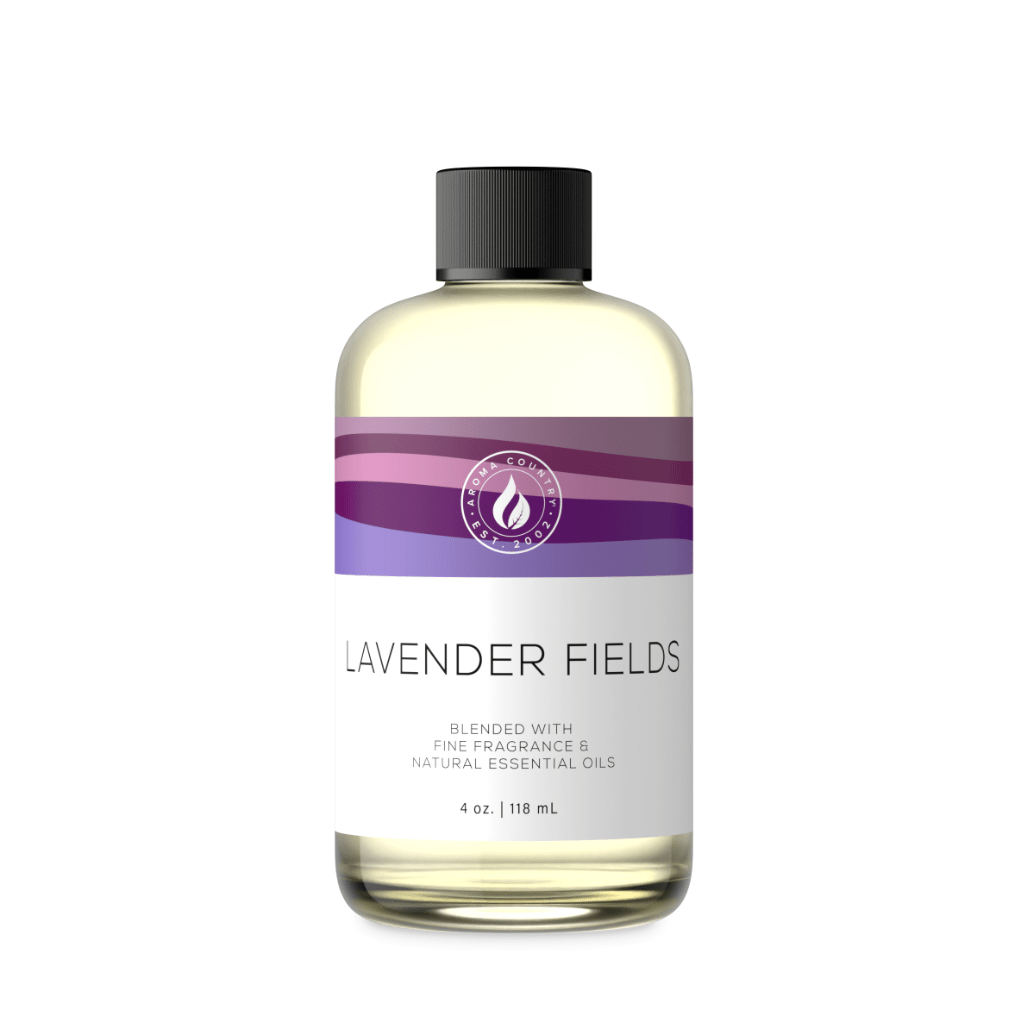 Lavender Fields premium home fragrance oil in 4 oz with a calming lavender aroma and soft floral scent for serene home scenting