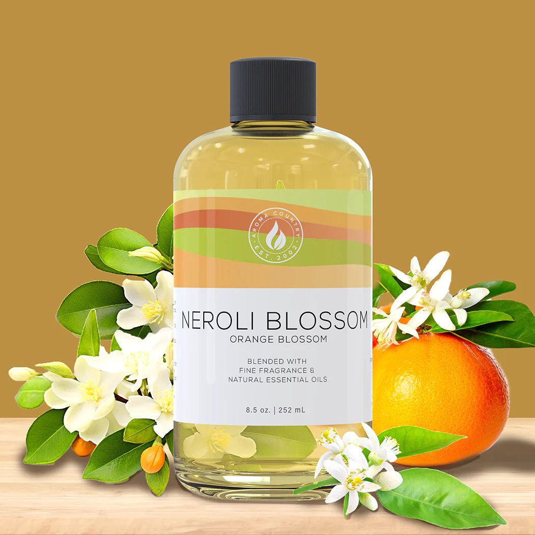 Aroma Country Neroli Blossom Orange Blossom 8.5 oz diffuser oil, fresh floral citrus blend featuring fine fragrance oils and natural essential oils for bright, elegant home scenting