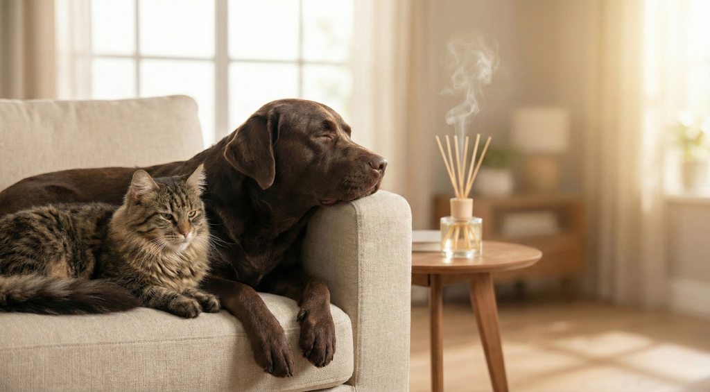 Pet-safe home fragrance designed for peace of mind, highlighting clean ingredients, high standards, and fragrance you can feel good about in everyday living spaces.