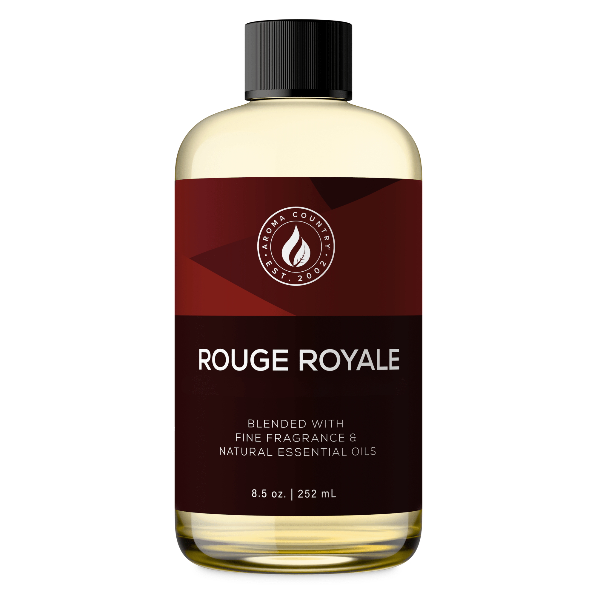 Rouge Royale luxury fragrance oil in an 8.5 oz bottle with a rich amber character, warm saffron spice, and deep resinous oriental depth for refined home scenting