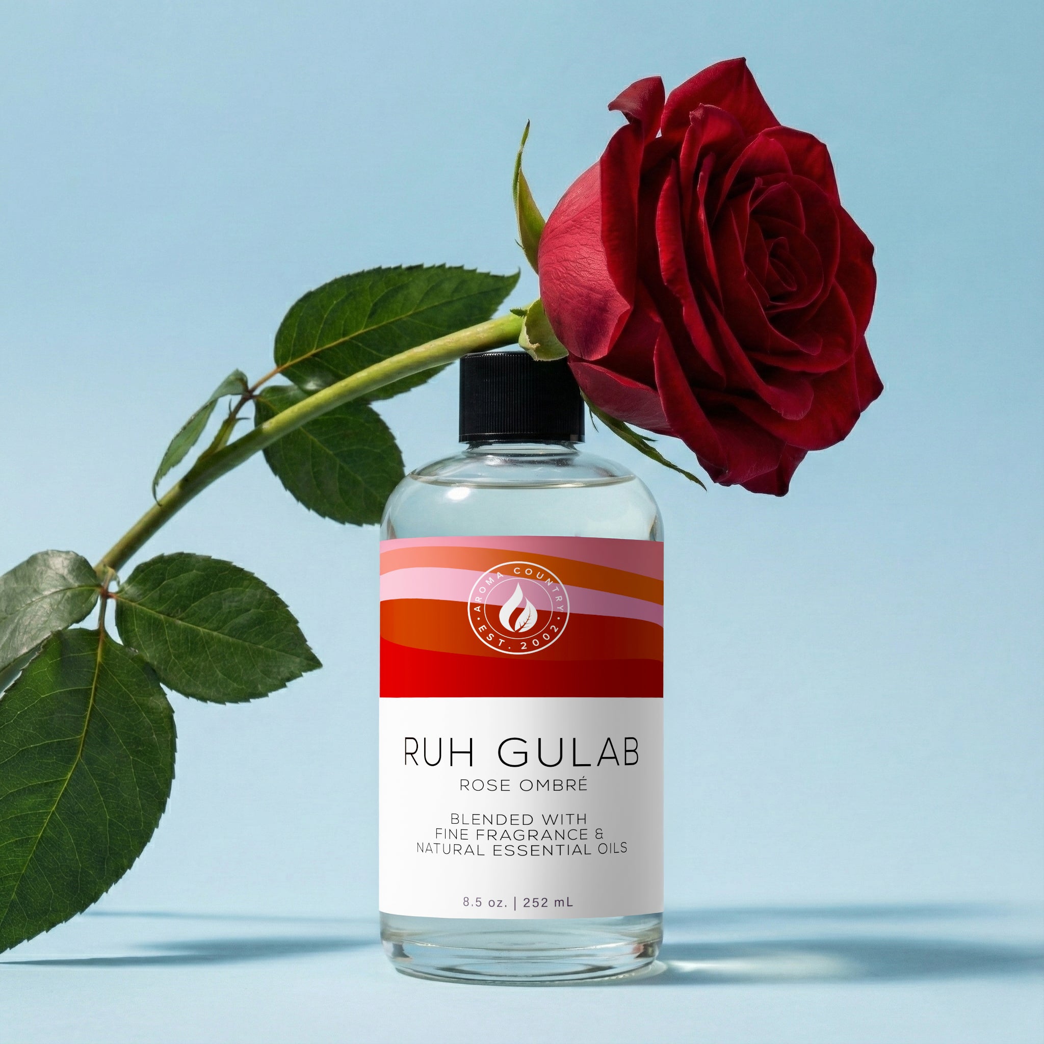 Ruh Gulab rose ombré diffuser oil created for rich floral home fragrance with classic rose depth and refined everyday scenting.