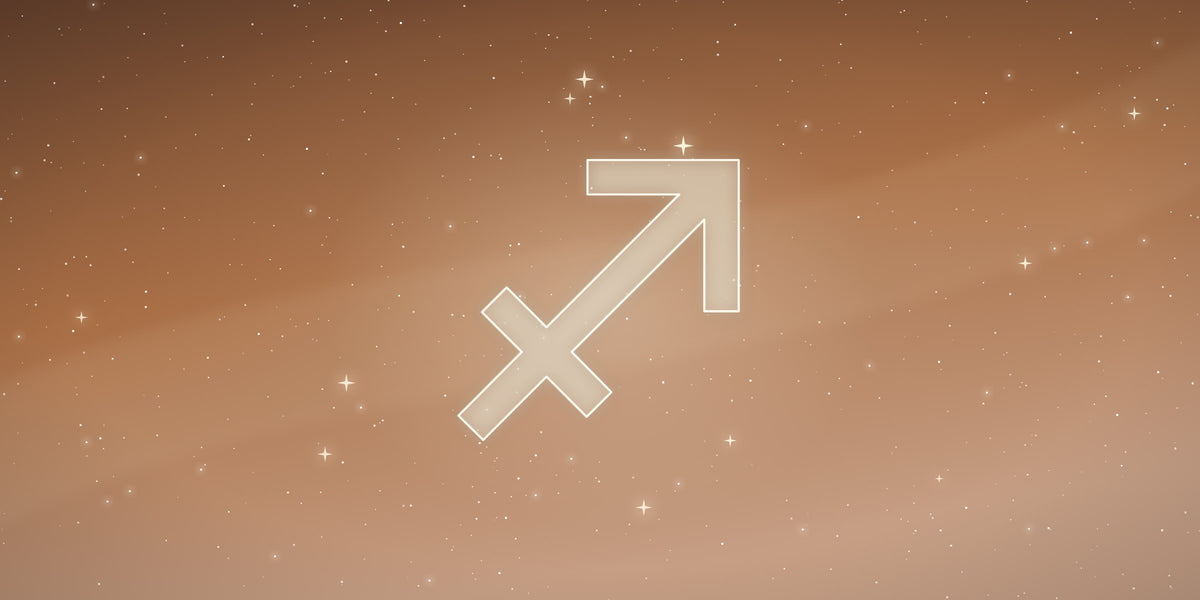 The Sagittarius zodiac sign glowing among the stars