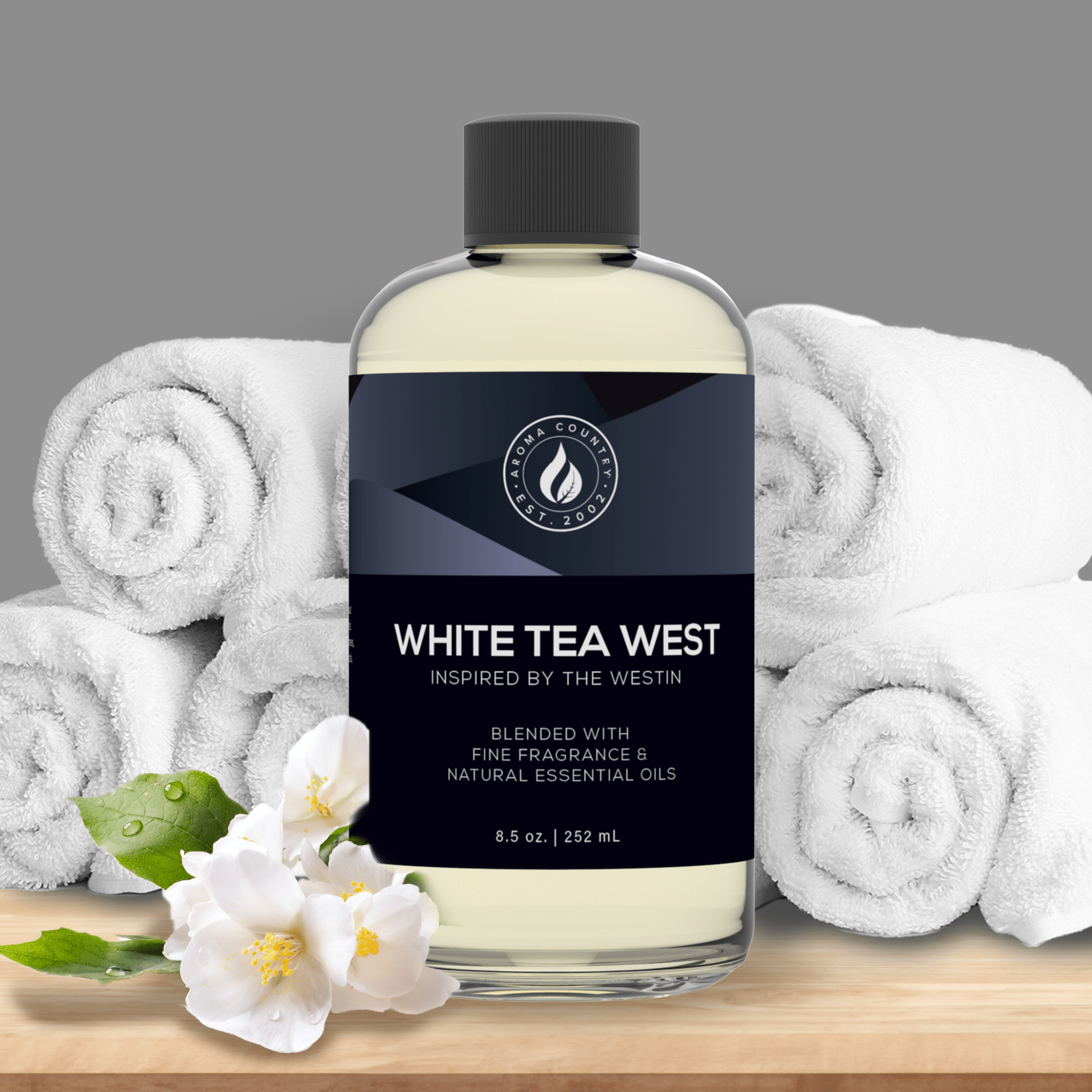 Aroma Country White Tea West 8.5 oz diffuser oil inspired by The Westin, refined white tea fragrance blended with fine fragrance oils and natural essential oils for luxury home scenting