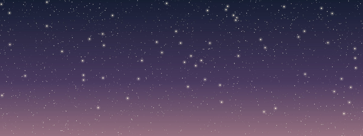 Night sky full of stars over a soft violet horizon